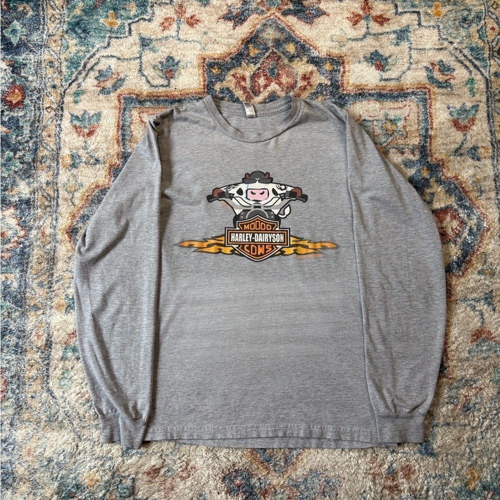 Harley Davidson Cows Biker Long Sleeve T-shirt Small